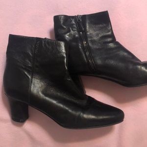 Prada black leather booties